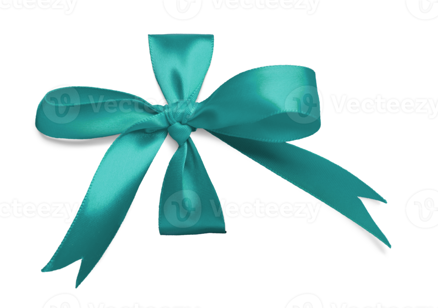 Teal Silk Ribbon Tied in a Bow Ready for Your Present. Transparent . png