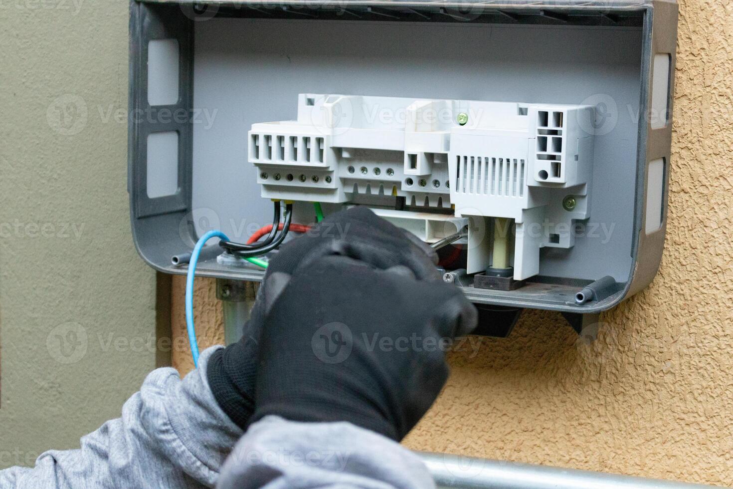 Cleaning and Maintenance of Solar Energy Inverter Equipment. photo