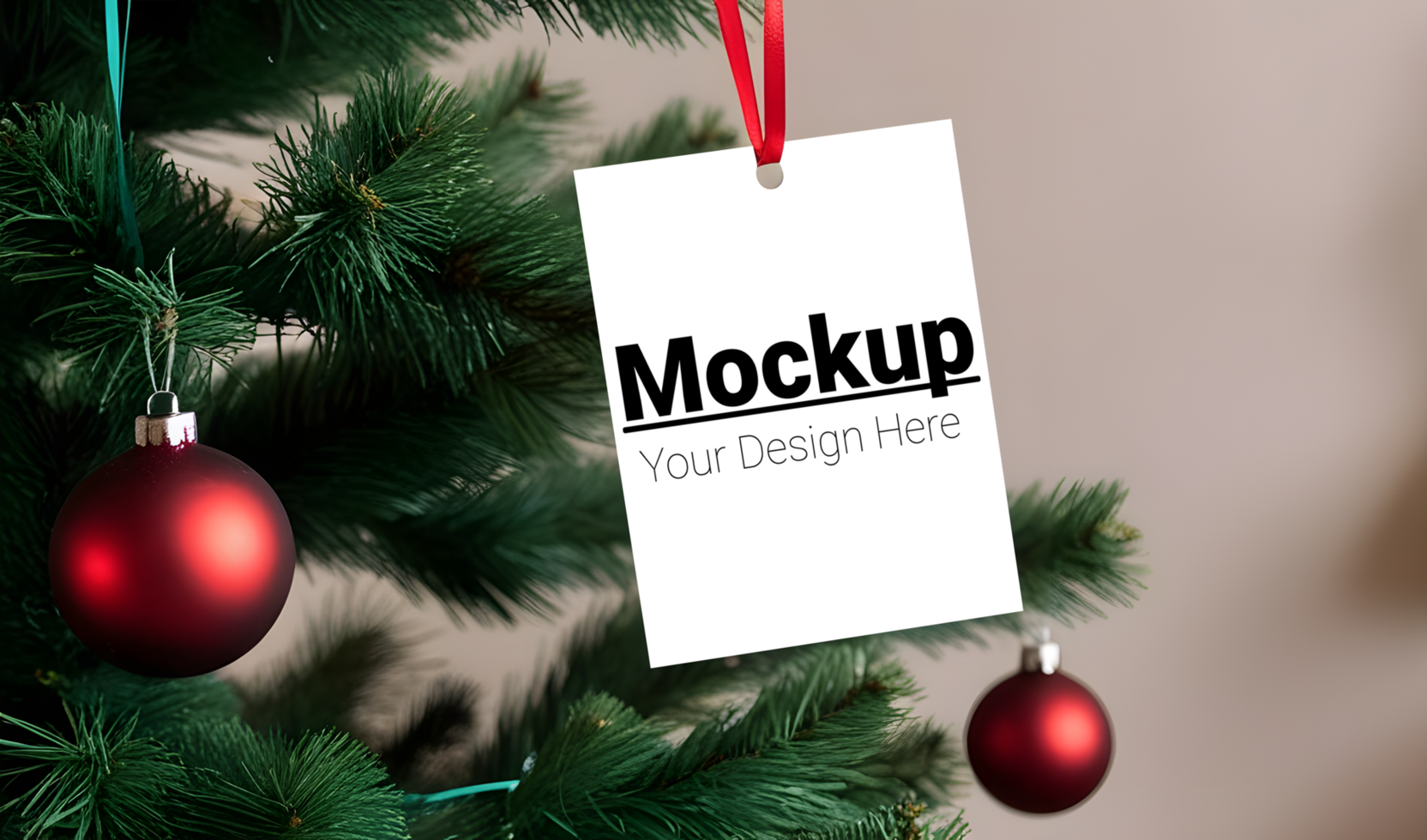 Festive Mockup of Postcard on a New Year Celebration Background psd