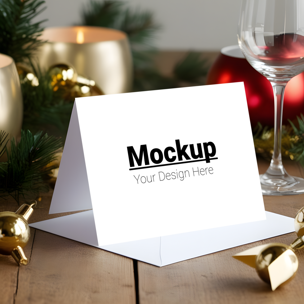 Postcard Mockup on Festive New Year Background psd