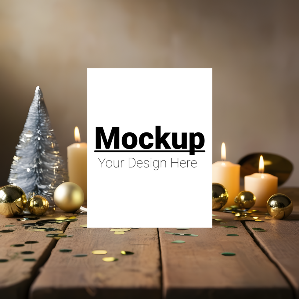 New Year Background with Greeting Card Displayed on a Table psd