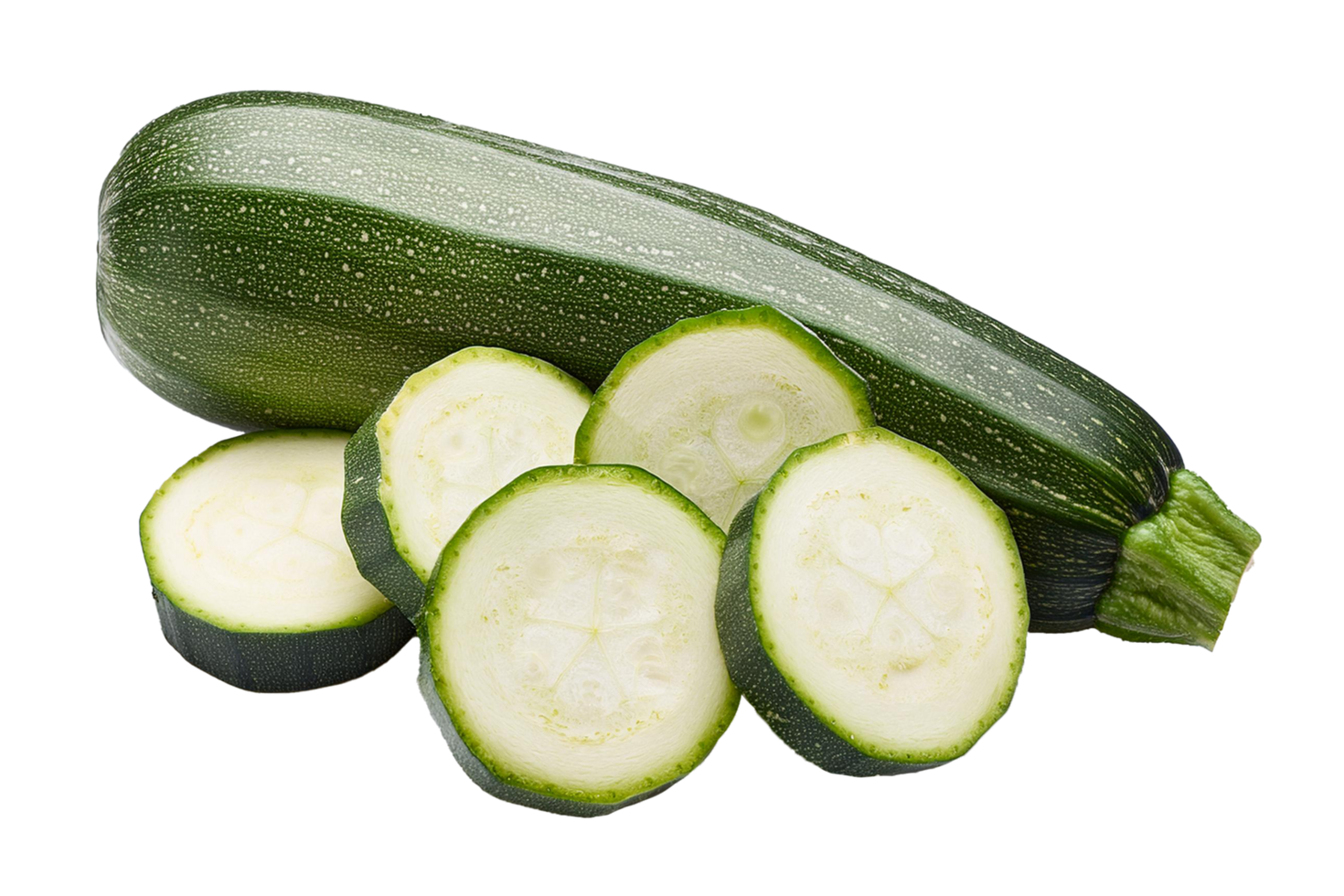 Whole Zucchini with Sliced Rounds in Front png