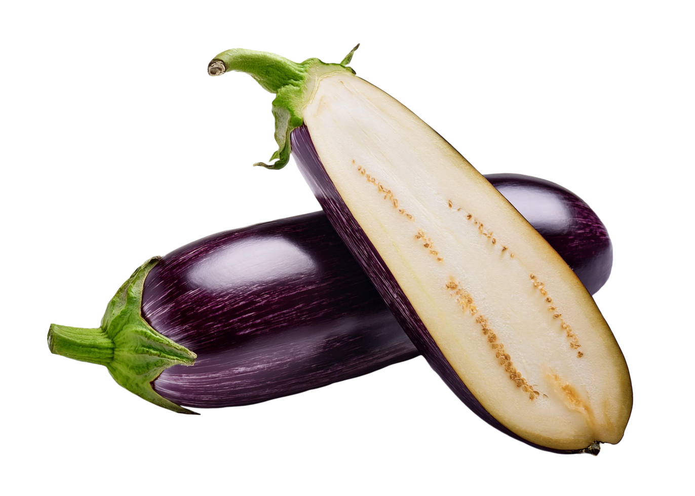 Whole and Sliced Eggplant png