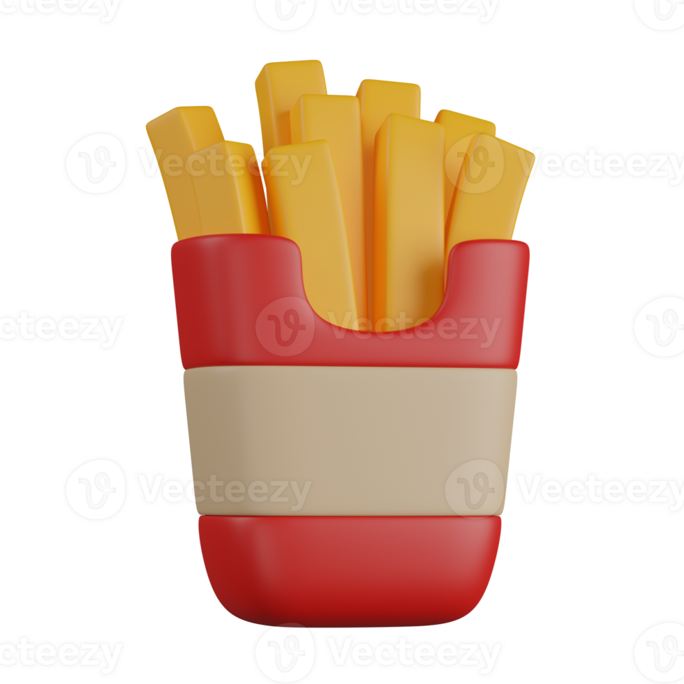 3d render FRIES illustration png