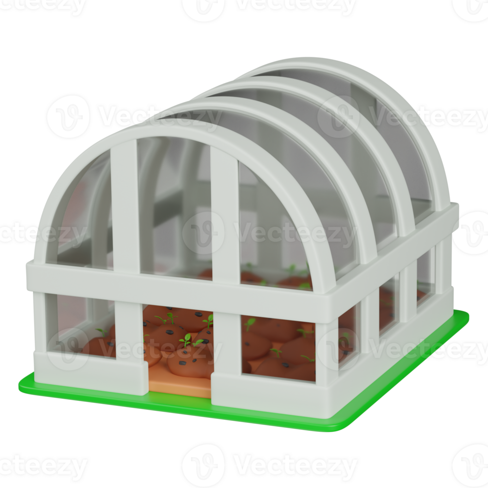 3d render green house illustration png
