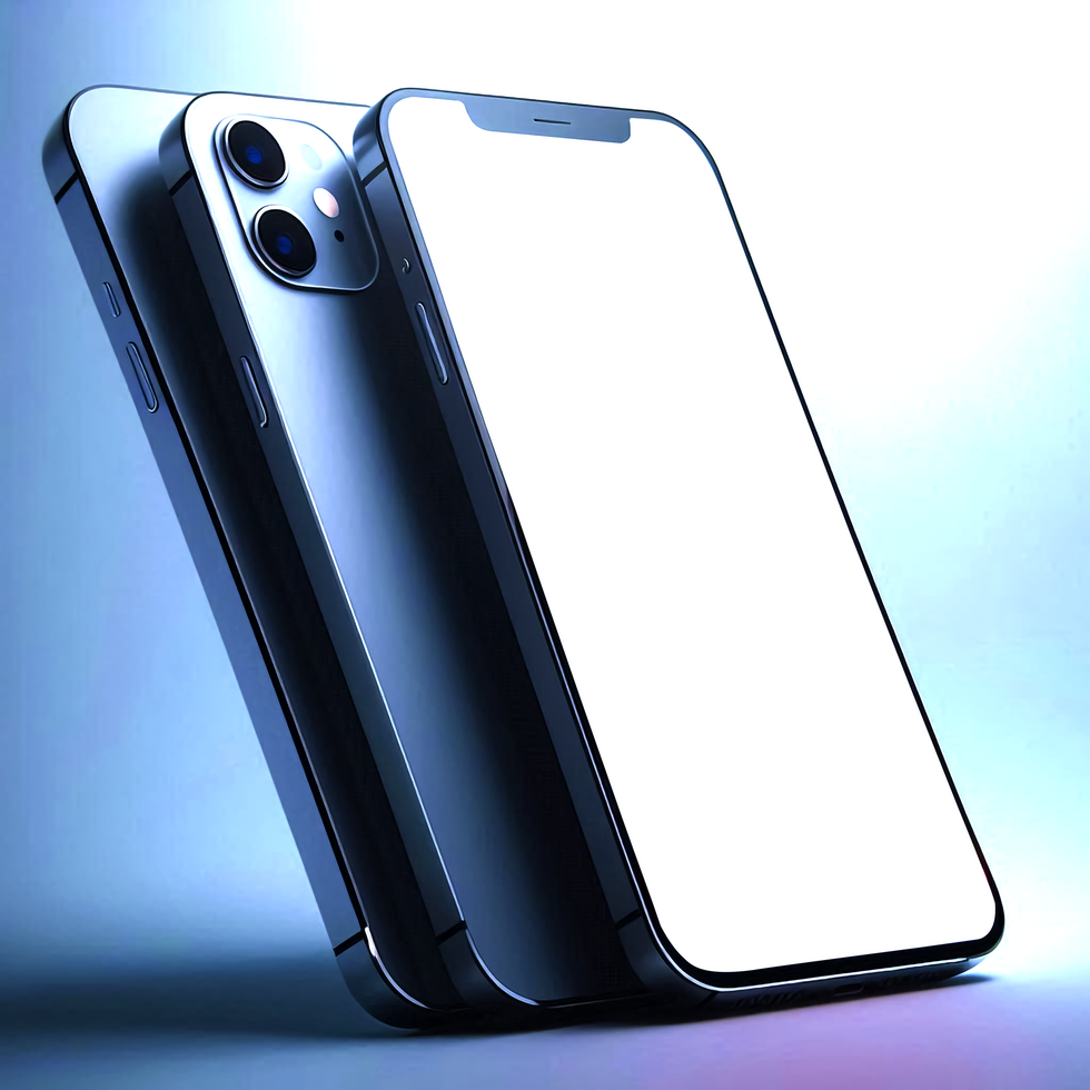 smart phone mockup with white screen template psd