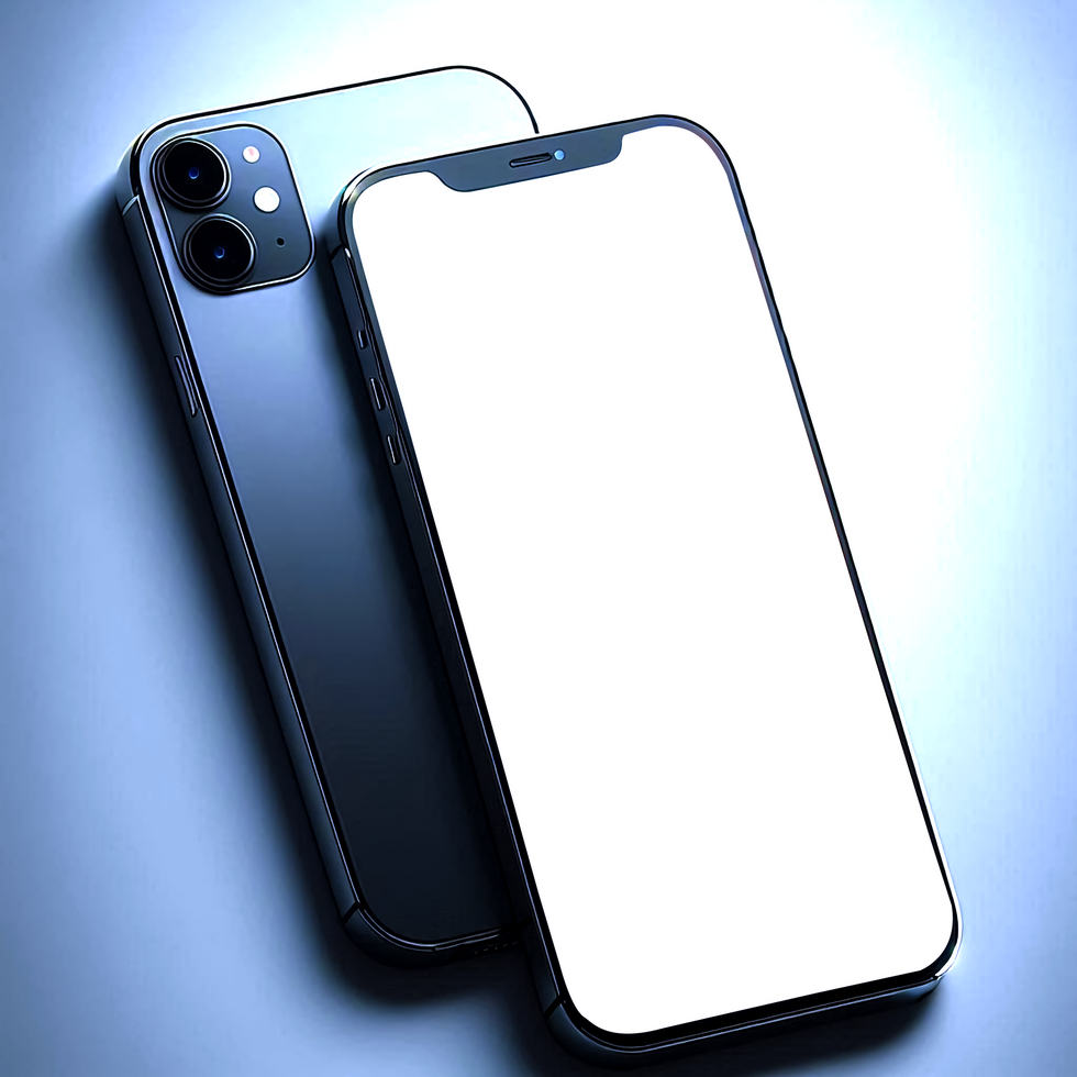 Smartphone display mockup with white screen template psd