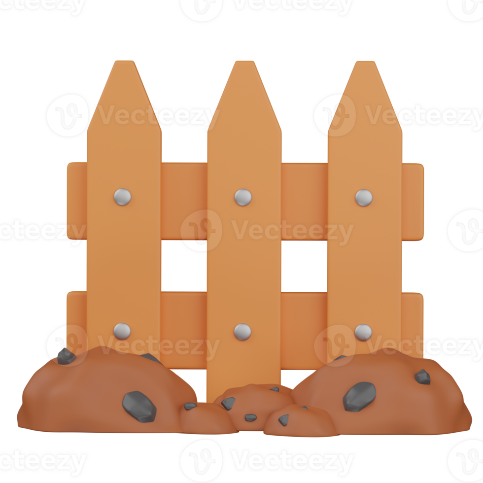 3d render Gardening Fence illustration png