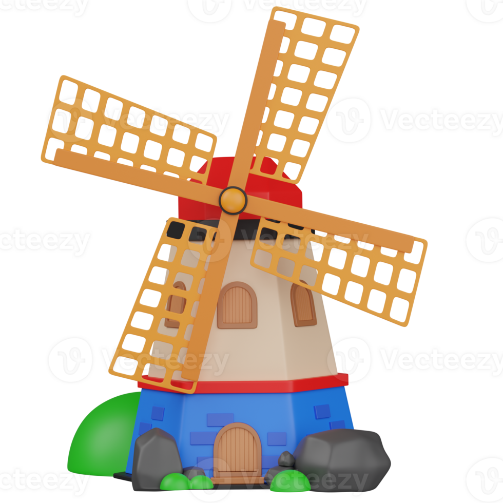 3d render Tower mill illustration png