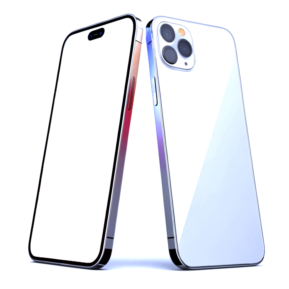 Smartphone Display Mockup Front and Back with Blank White Screen psd