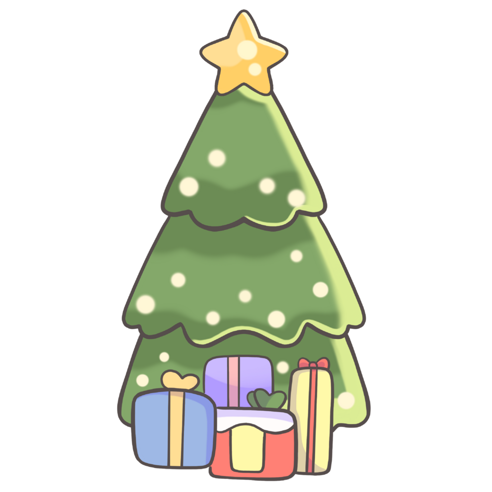 christmas tree with presents on transparent background png
