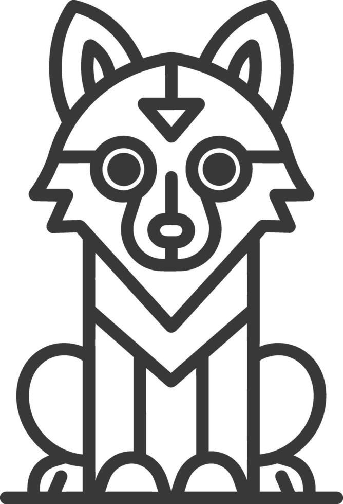 simple line drawing of a wolf sitting with its legs crossed vector