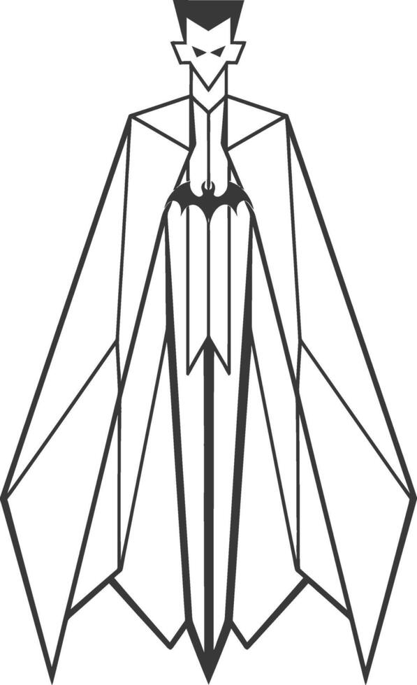 simple origami design of a superhero in a cape vector