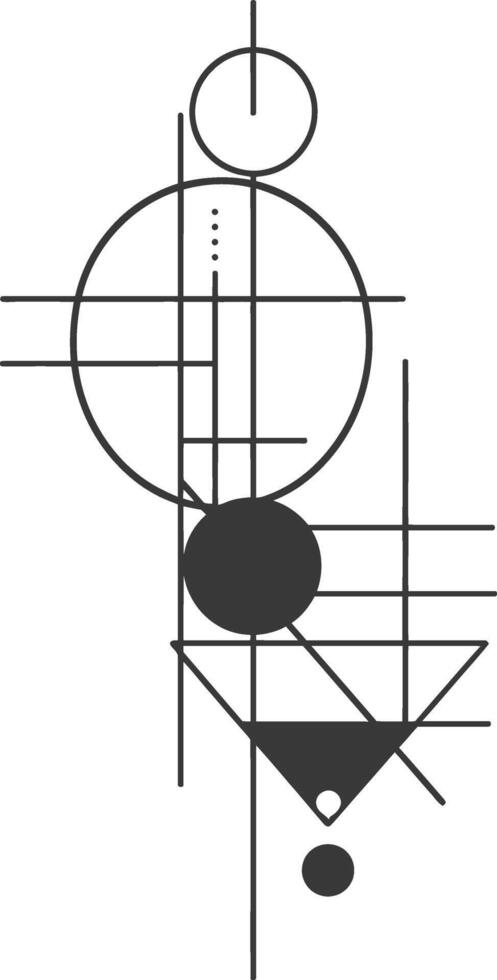 Abstract geometric art with intersecting lines and circles vector