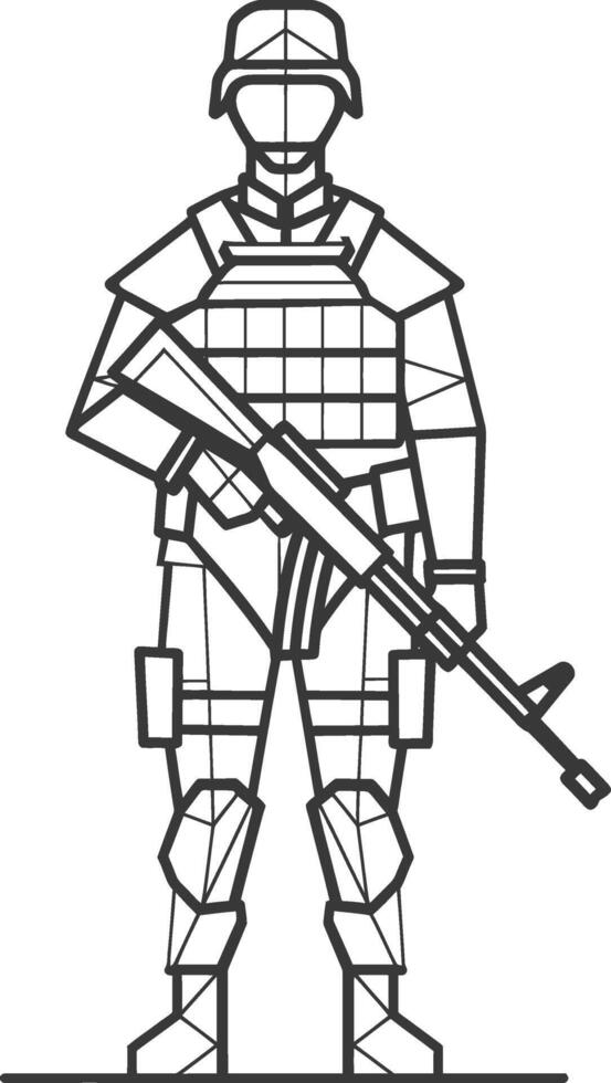 soldier in full gear ready for action vector