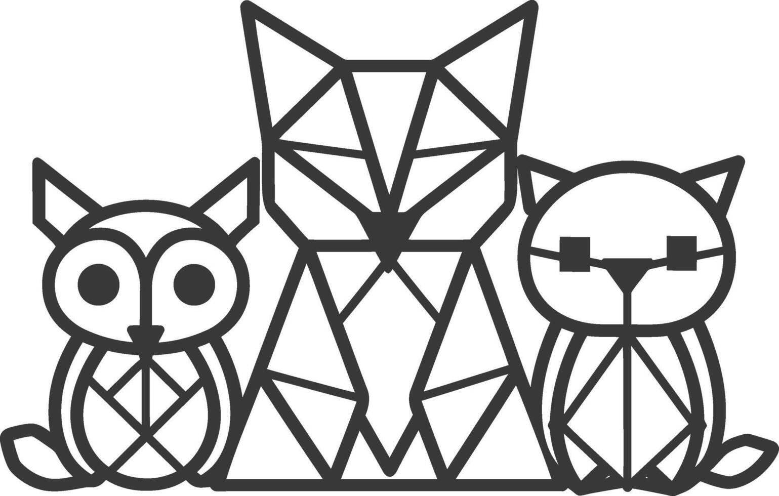 Geometric animal friends hanging out vector