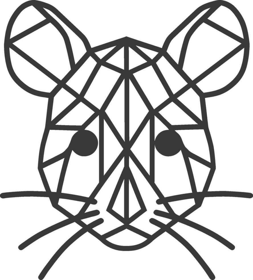 geometrically designed rodent with large ears and whiskers vector