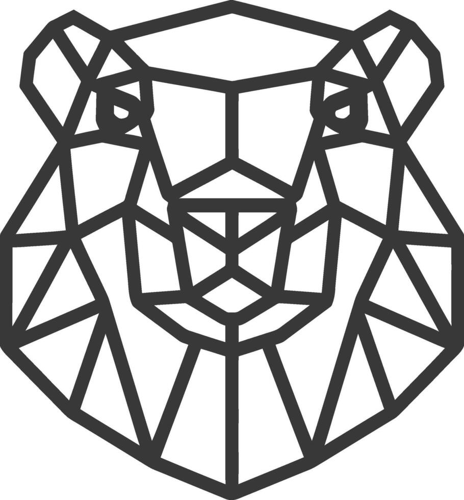 geometric art design bear head in black and white vector