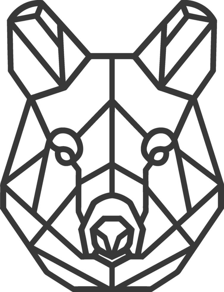 geometric art design bear face in black and white vector