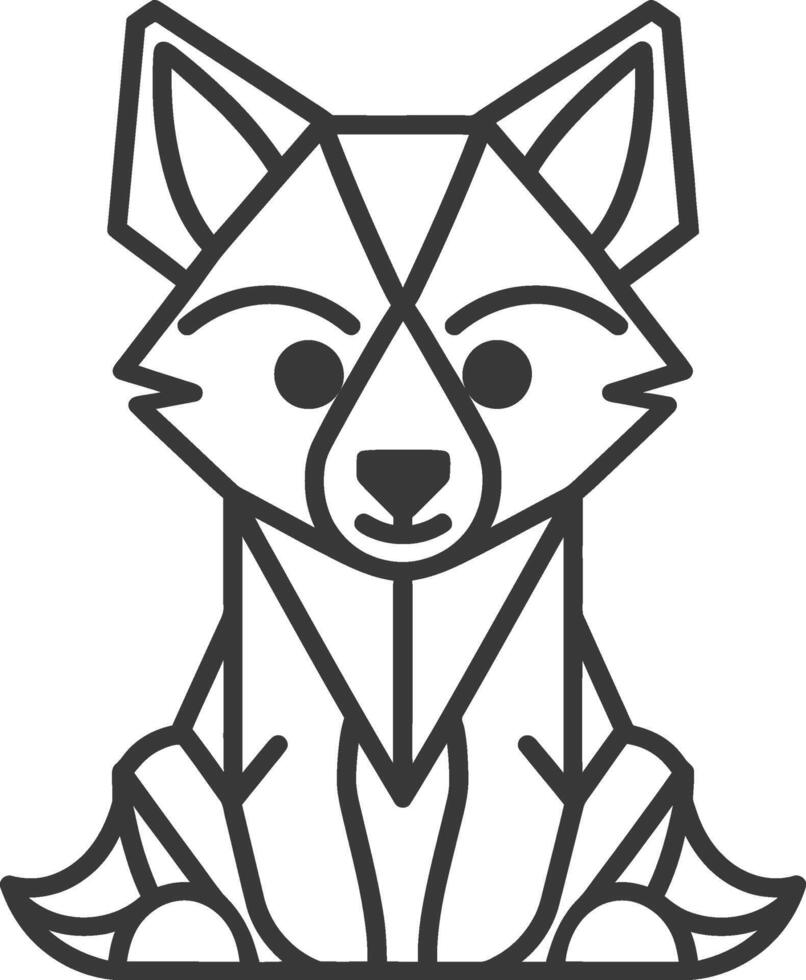 geometrically designed fox sitting with a simple and cute expression vector