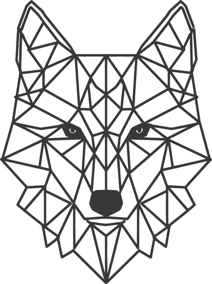 geometric wolf head with a piercing stare vector