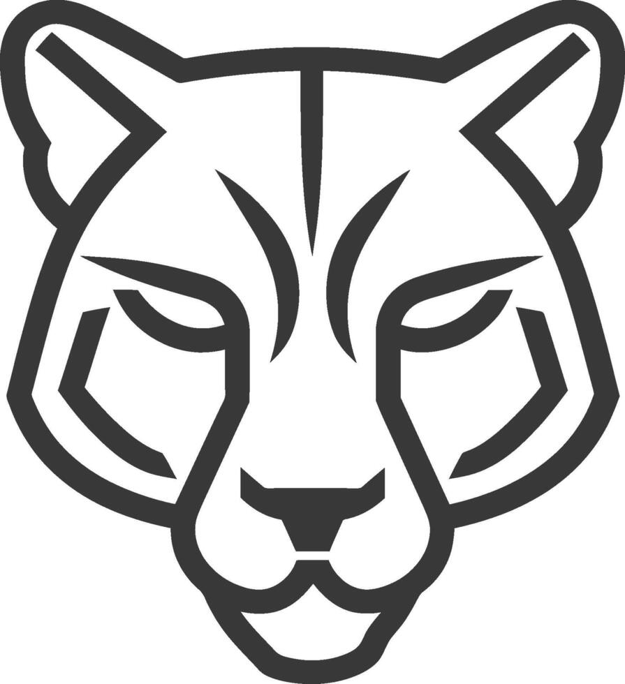 line drawing of a fierce looking feline vector