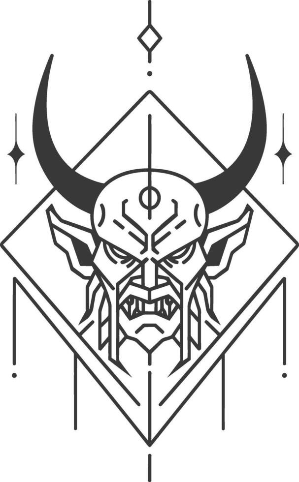 Demonic face in a geometric frame vector