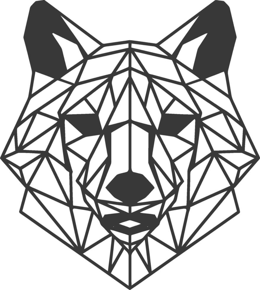 geometric wolf head with sharp angles and a piercing gaze vector