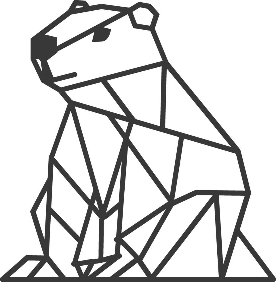 geometric art design bear in black and white vector
