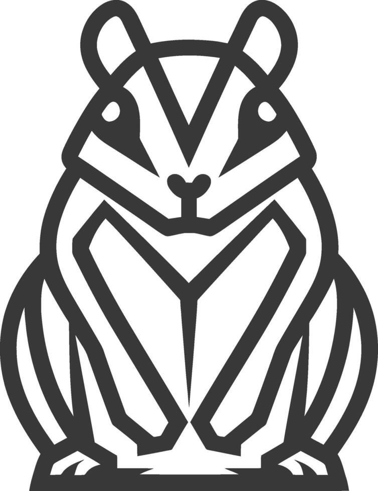 simple line drawing of a cute little squirrel vector