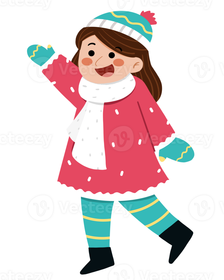 Girl playing in winter png