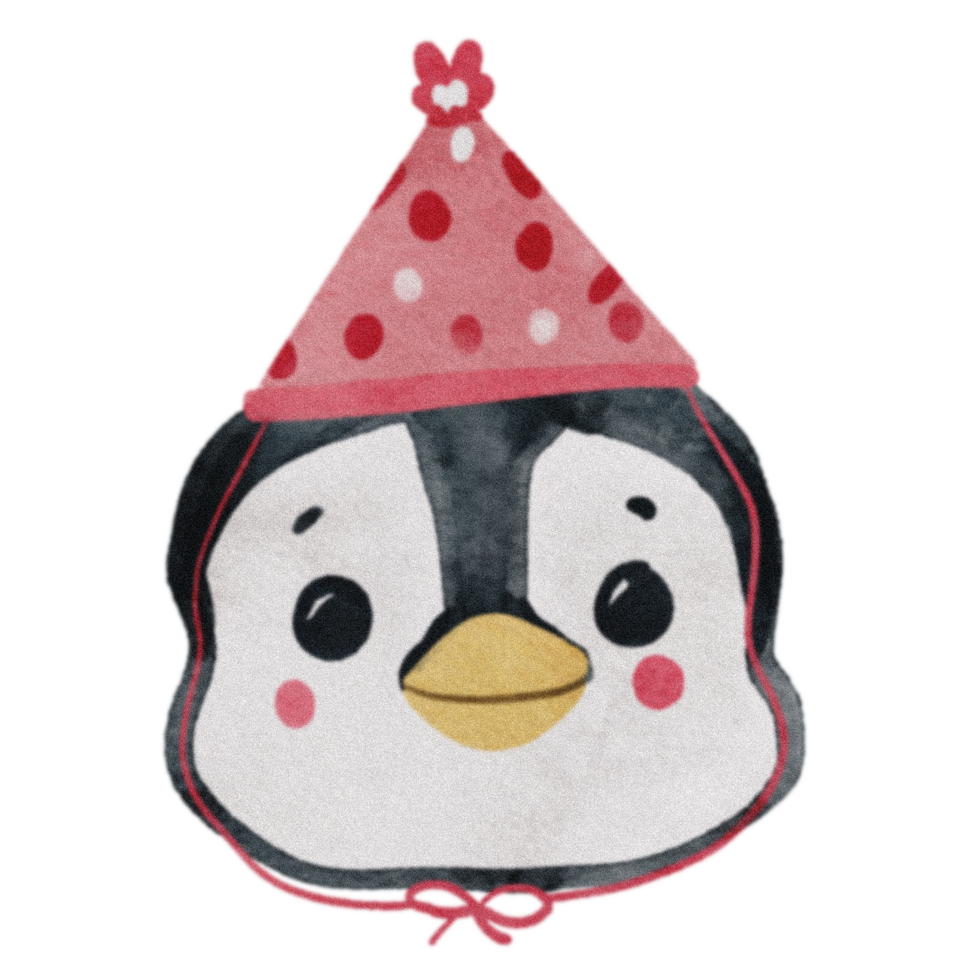 Watercolor penguin cartoon birthday party illustration clipart png