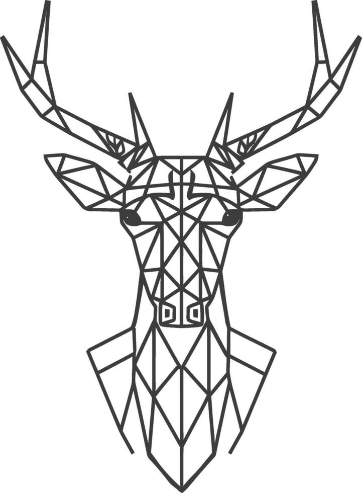 geometric representation of a deer head with antlers vector