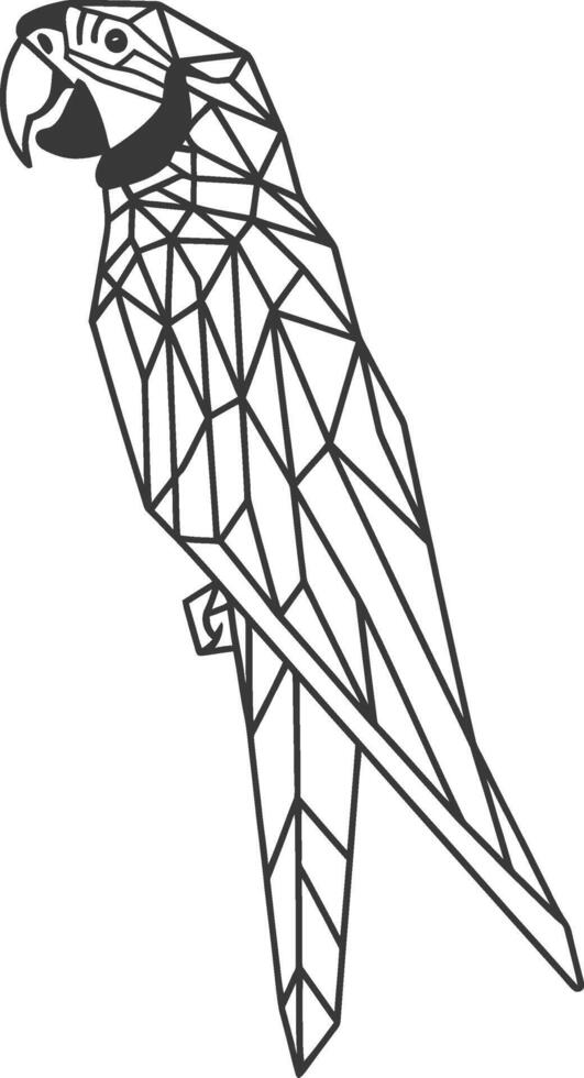 geometric parrot with a long slender tail vector
