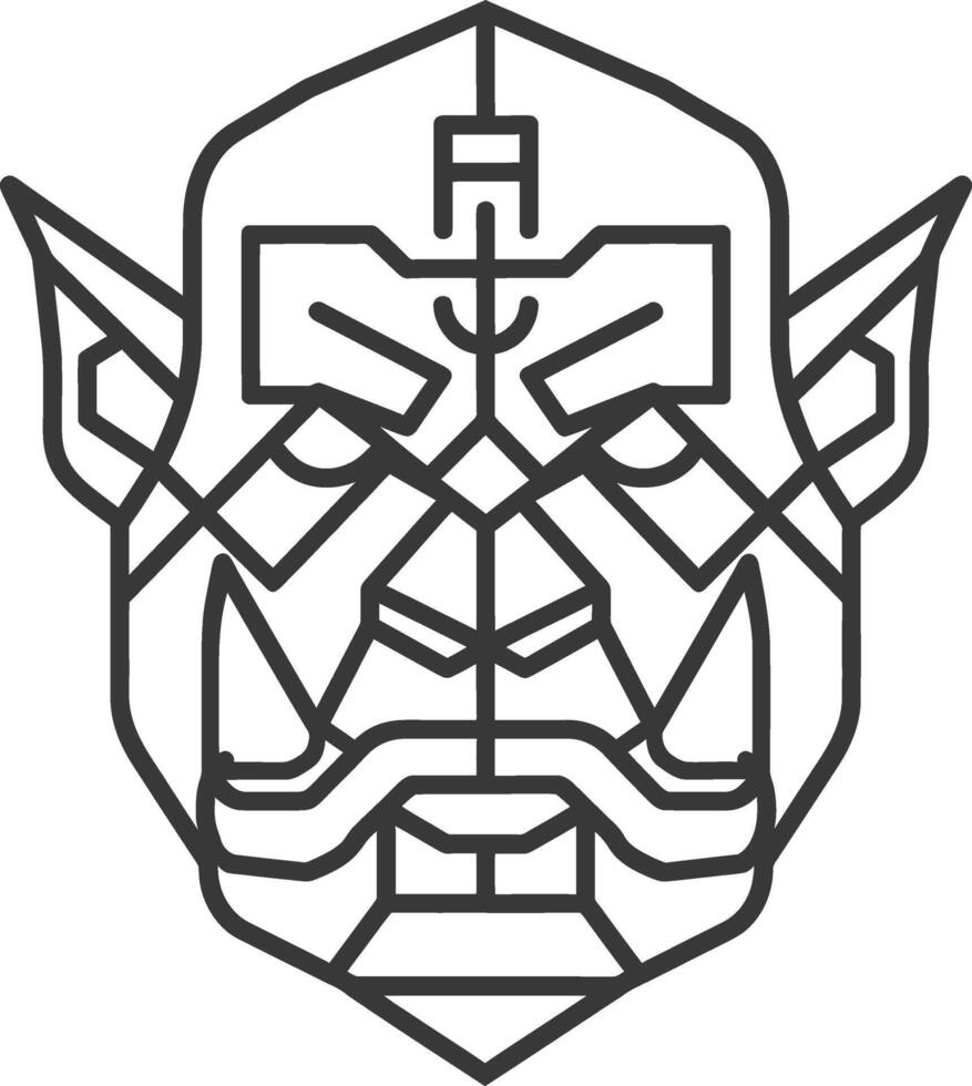 geometric illustration of a fierce orc face vector