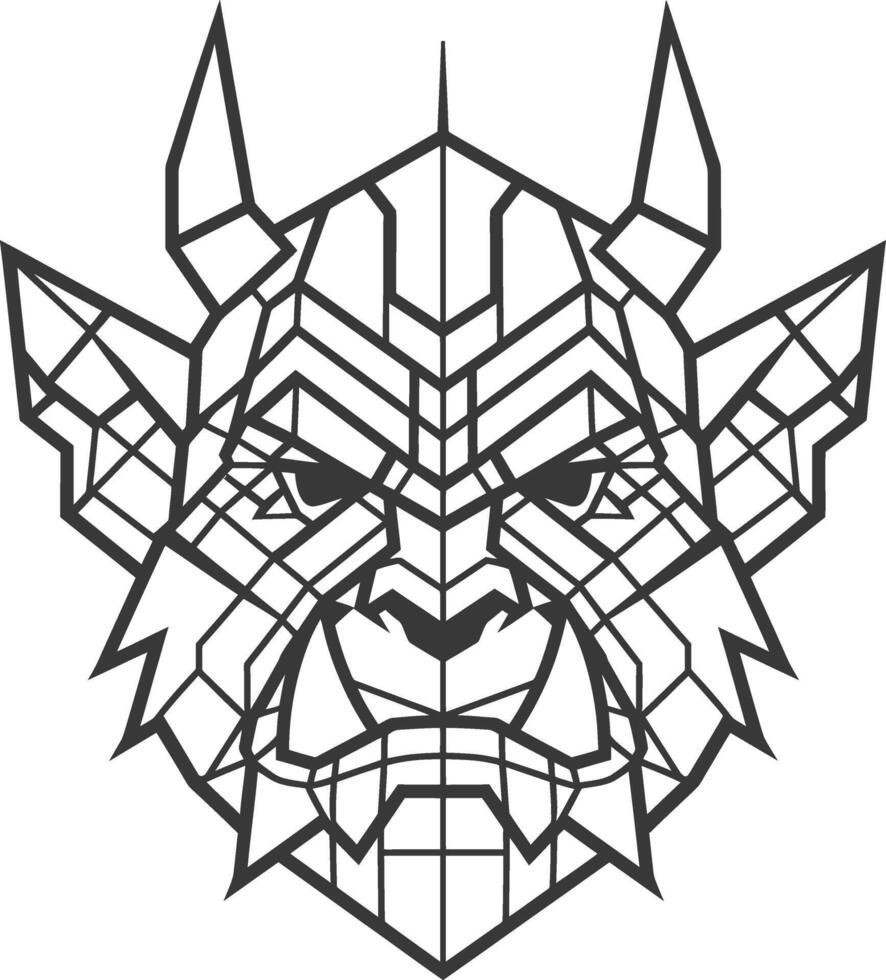 geometric illustration of a snarling beast vector