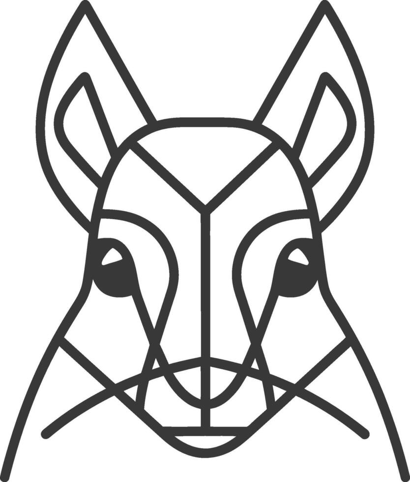geometric line drawing of a kangaroo head vector