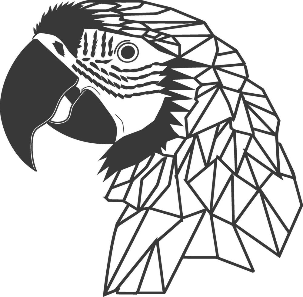 geometric parrot head in profile vector
