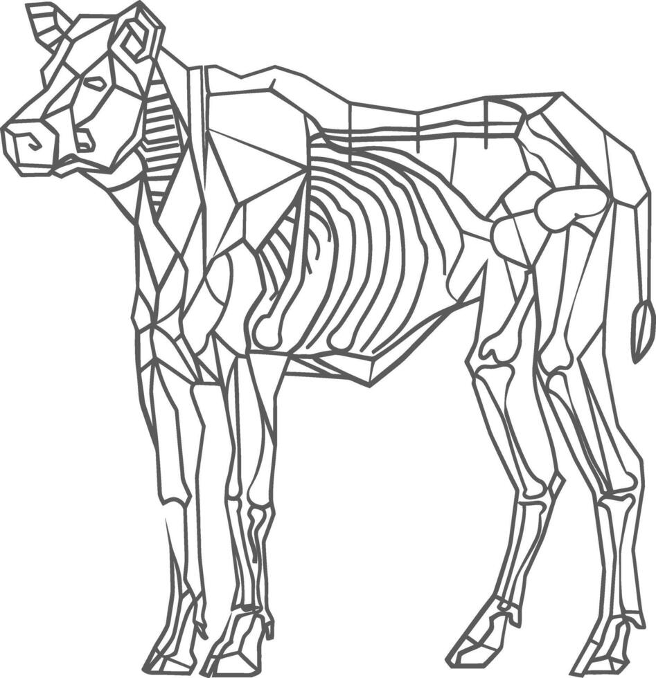 geometric representation of a cow skeletal structure vector