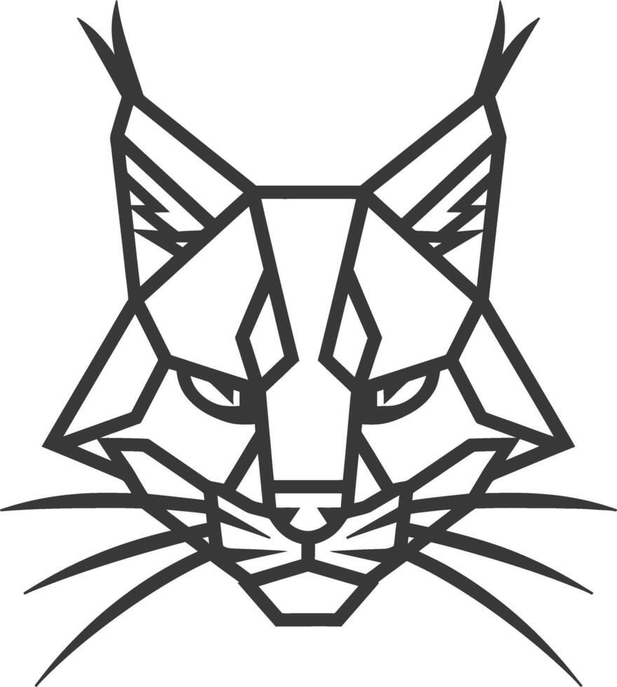 geometric lynx head with sharp defined lines looking directly at the viewer vector
