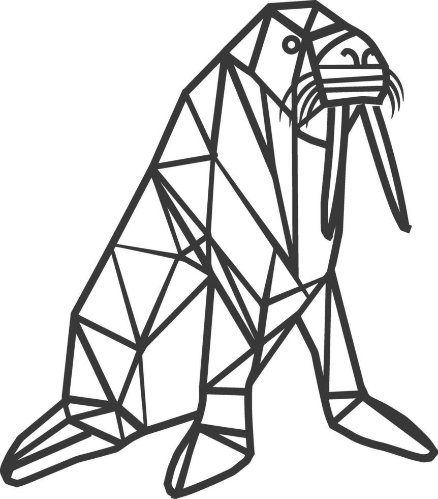 geometric walrus with large tusks vector