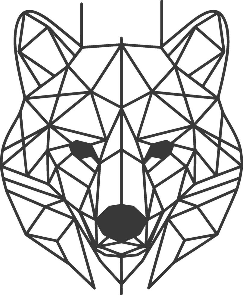 geometric wolf head stares intensely forward vector
