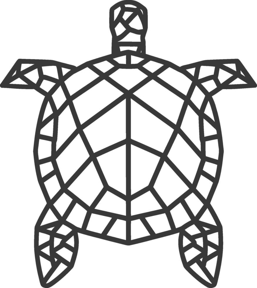 geometric turtle in black and white vector
