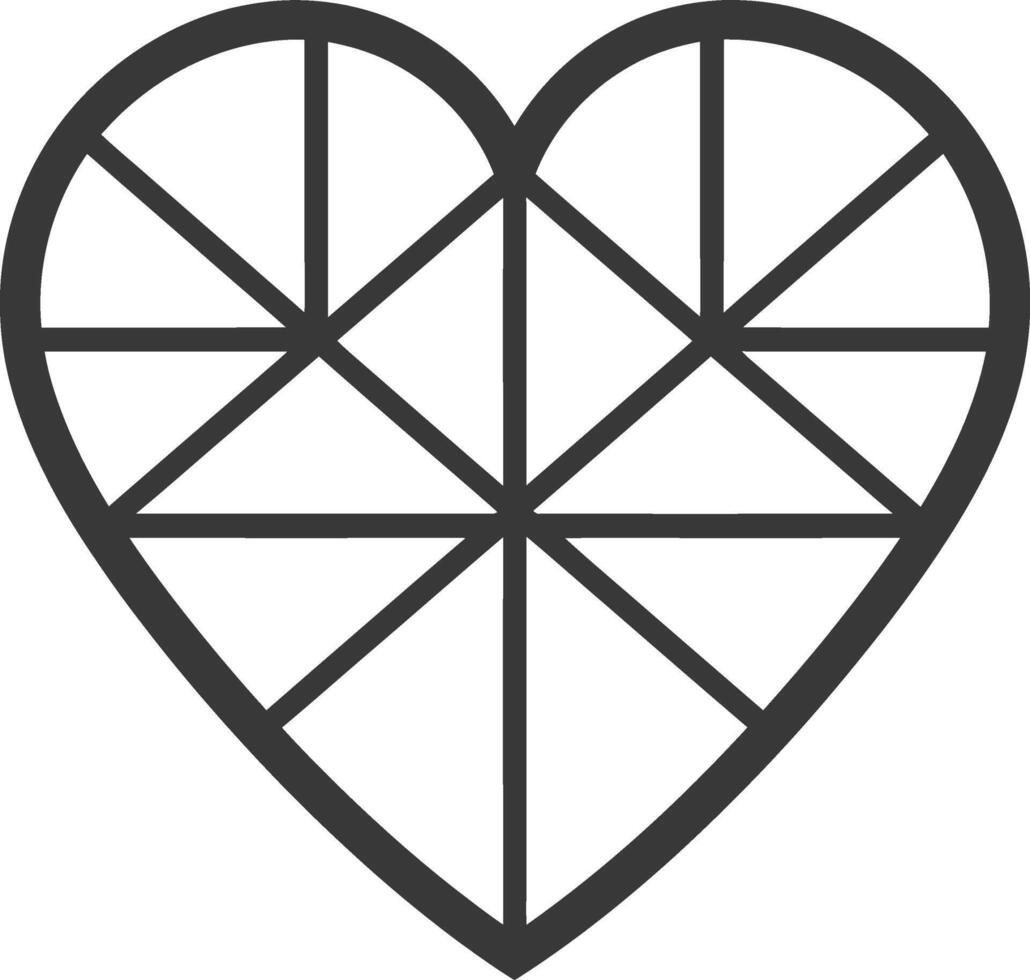 geometric heart with intricate lines vector