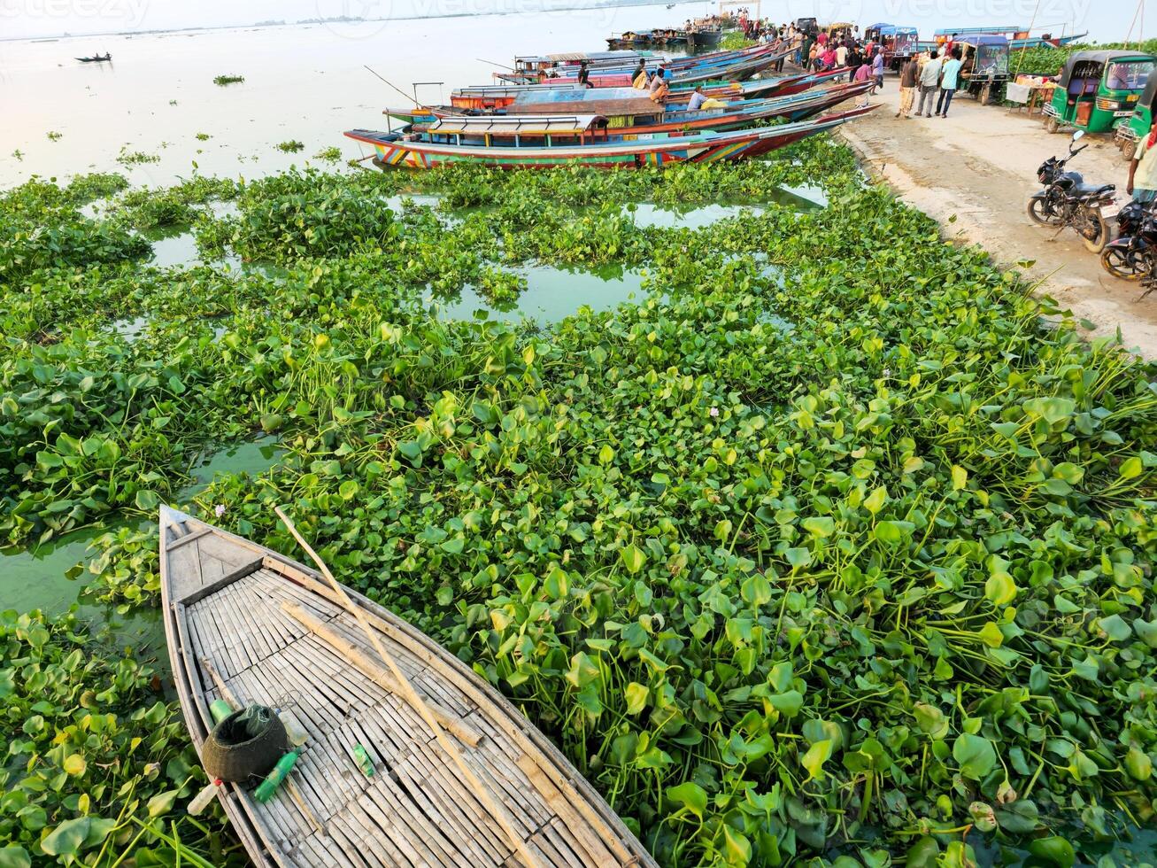 A row of boats on the water photo
