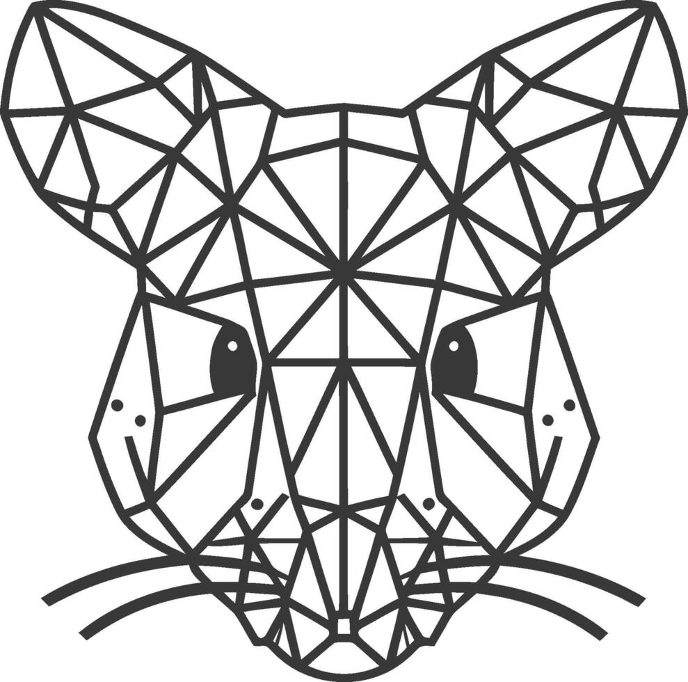 geometric mouse face with a triangular design vector