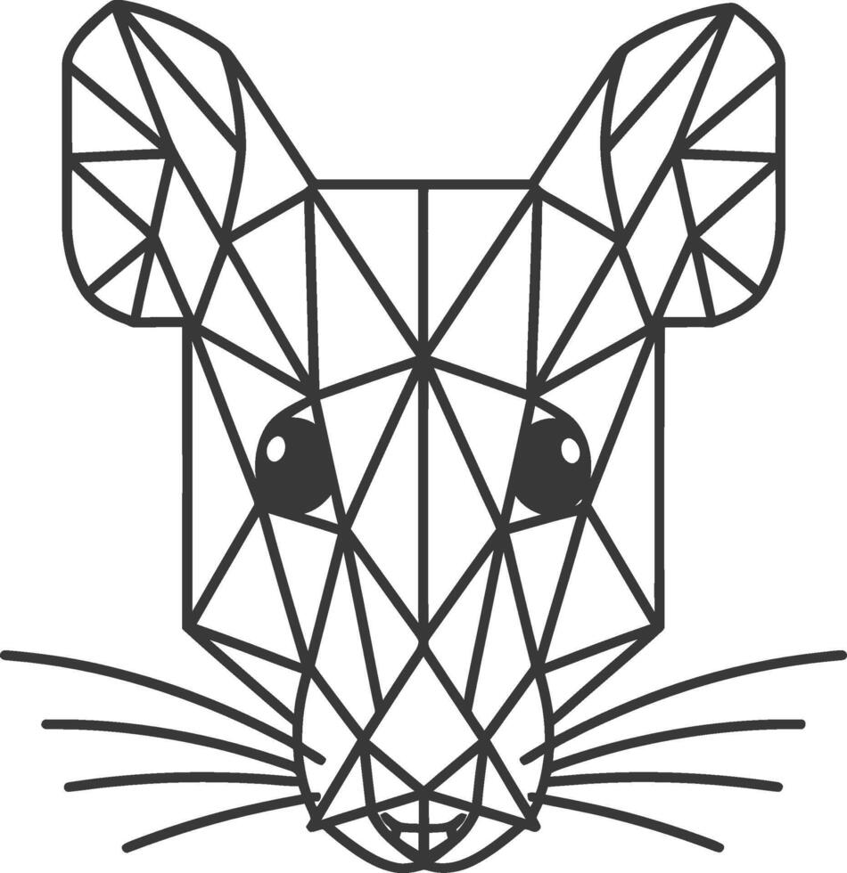 geometric mouse with big eyes and whiskers vector