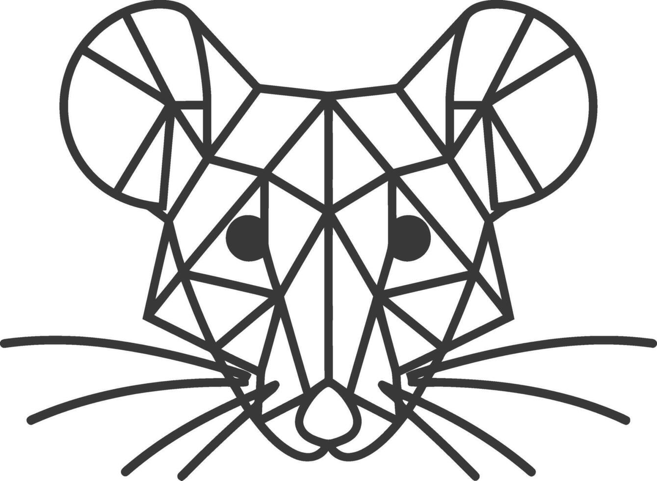 geometric mouse with big ears and whiskers vector
