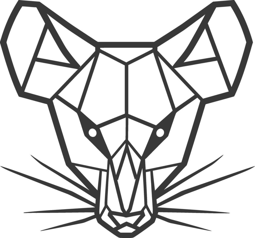 geometric rat with large ears and whiskers vector