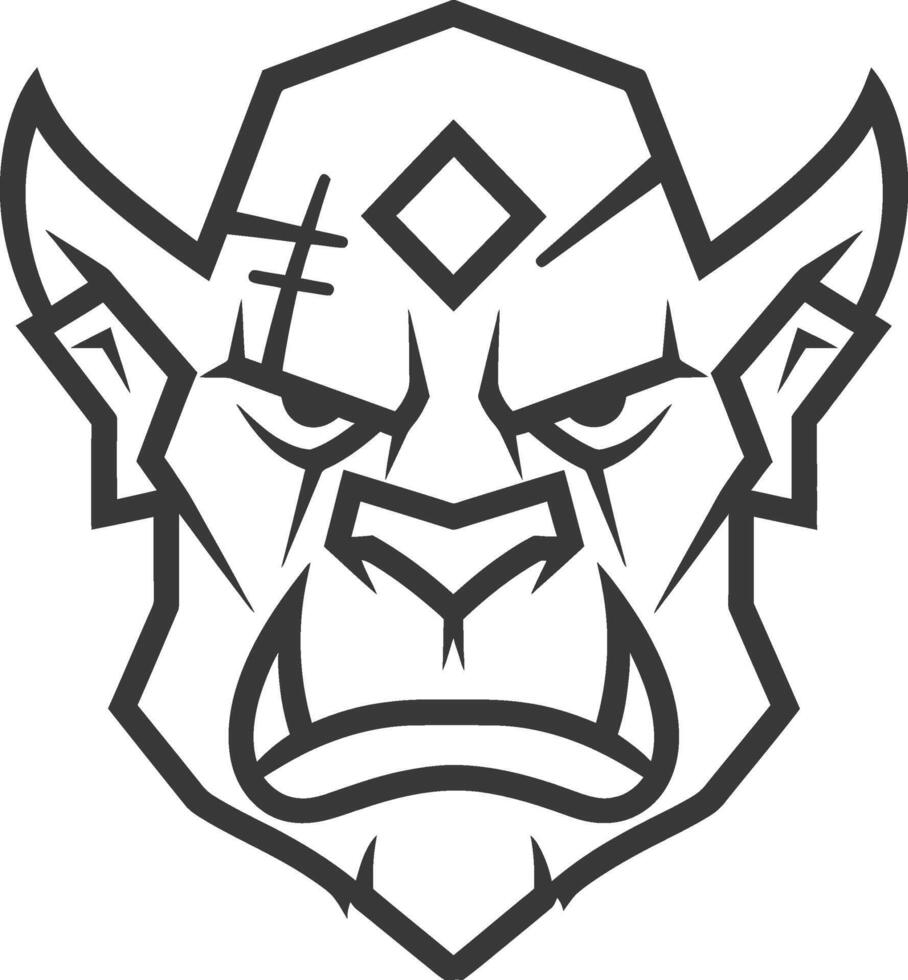 fierce and determined ogre stares ahead vector